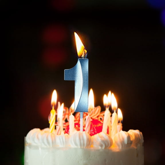 Blue 3D Number Birthday Candles, Birthday Candles for Cake, Birthday Candles Numbers, 0-9 Extended Big Number Cake Toppers, 3D Design Cake Decorations Candles 1Pcs (Number 1)