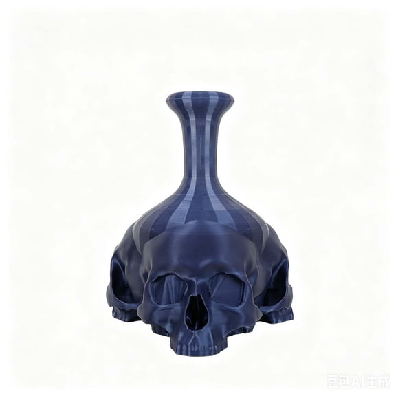Blue 3D Printed Dark Skull Decorative Flower Vase Sculpture For Halloween Home Bar Decor Display
