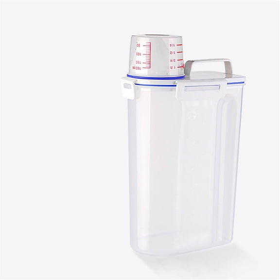 Blue 3L Airtight Rice Storage Container with Pour Spout, 4-Side Locking Cereal Dispenser & Pantry Organizer for Kitchen