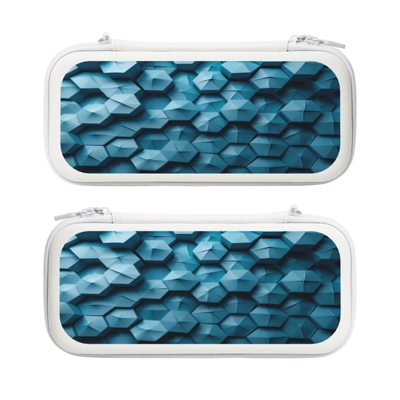 Blue 3d Hive, Carrying Case For Nintendo Switch & OLED Version, Eva Lightweight Shockproof Protective Pouch Case for Game Console & Accessories with 10 Game Card Slot & Wristband, White