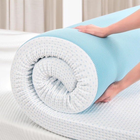 Blue 4 Inch Gel Infused Memory Foam Mattress Topper  Certified Soft Bed Pads for Bed Sofa RV