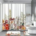 thumbnail image 1 of Blue 4 Pcs Shower Curtain Sets with Rugs, Flower Butterfly Bathroom Sets with Shower Curtain and Rugs, White Bathroom Decor, 1 of 7