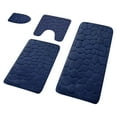 thumbnail image 1 of Blue 4-Piece Coral Velvet Toilet Mat Set, Non-Slip Bathroom Rug With Lid Cover, U-Shape Floor Mat, 1 of 1
