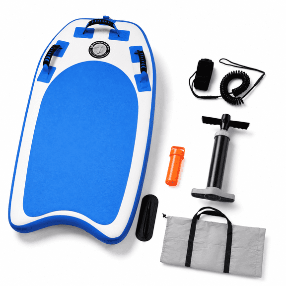 Blue 40 Inch Inflatable Bodyboard Surfboard for Beach and River Use