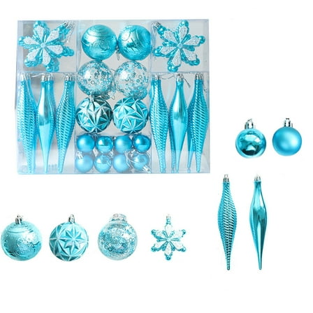 Blue 40-Pack Electroplated Plastic Christmas Ball Ornaments, Gold Red Pink Blue Silver Colors, Shatterproof Tree Decor For Holiday Party