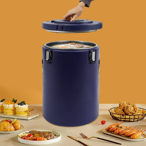 Blue 40L/42.27Qt Insulated Food Container, Stainless Steel Container, 40L Commercial Soup Carrier 15 Hours Heat Preservation for Hot and Cold Food Storage Restaurant Canteen Home Lunch Use