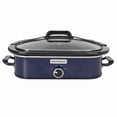 thumbnail image 1 of MAGNIFIQUE Blue 4 Quart Manual Slow Cooker with Ceramic Stoneware for Family Dinner, 3 Setting High/Low/Warm, 1 of 7