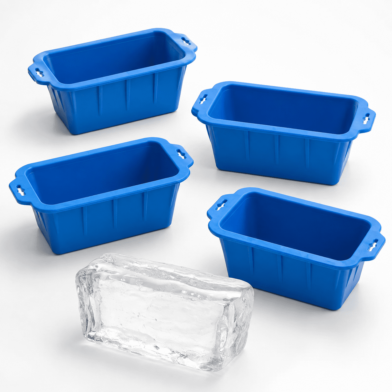 Blue 4pcs(18lbs) Extra Large Silicone Ice Block Molds for Ice Baths and ...