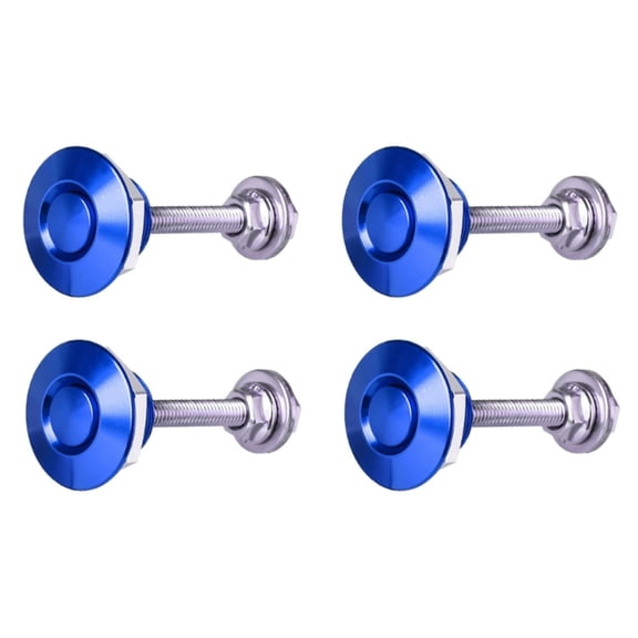 Blue-4pcs Aluminum Quick Release Push Button Kit for Car Front Bumper, Engine Hood Pin, Body Latch