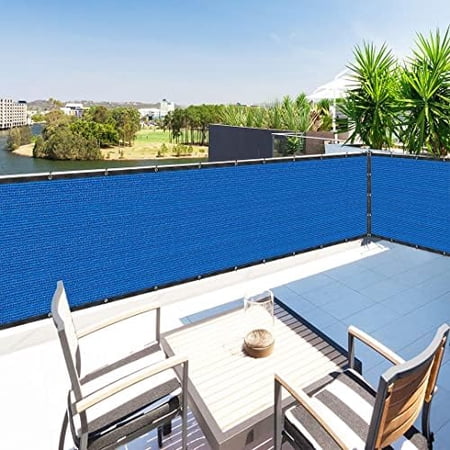 Blue 5' X 7' Balcony Deck Fence Privacy Screen Cover Panel Shade Cloth Fabric For Chain Fence Patio Pool Railing Driveway Walkway Porch Playground Dog Kennel Residence Use