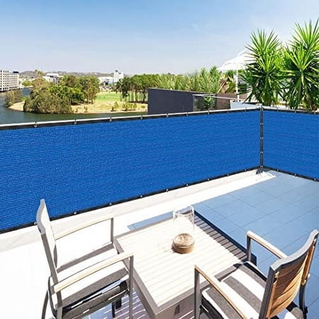 Blue 5' X 83' Balcony Deck Fence Privacy Screen Cover Panel Shade Cloth Fabric For Chain Fence Patio Pool Railing Driveway Walkway Porch Playground Dog Kennel Residence Commercial Use