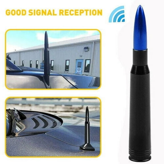 Blue 50 Cal Bullet Antenna Heavy Gauge CNC Machined Billet Short For Ford F150