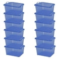 Blue 55 Quart Stackable Closet Storage Box Containers Totes (12 Pack
