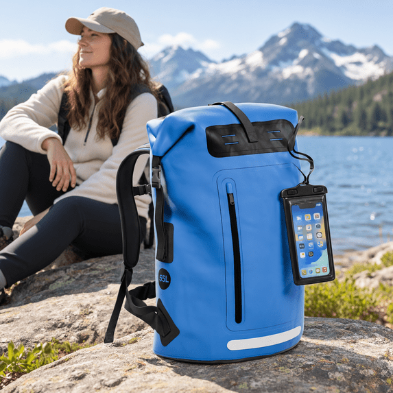 Blue 55L Waterproof Dry Bag Backpack for Kayaking Boating Fishing ...