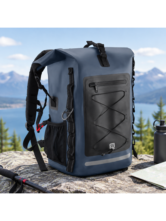 Blue 55L Waterproof Dry Bag for Hiking, Kayaking, Camping and Outdoor Adventures
