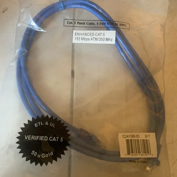BUTTERFLY- Blue 5Ft Cat.5E Ethernet Patch Cable 4 Pair Utp - 24 Awg (Wyz)