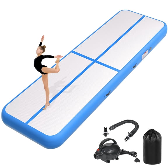 Blue 6.6ft*3.3ft*4in(2*1*0.1m) Inflatable Gymnastics Tumbling Mat for Cheerleading Yoga