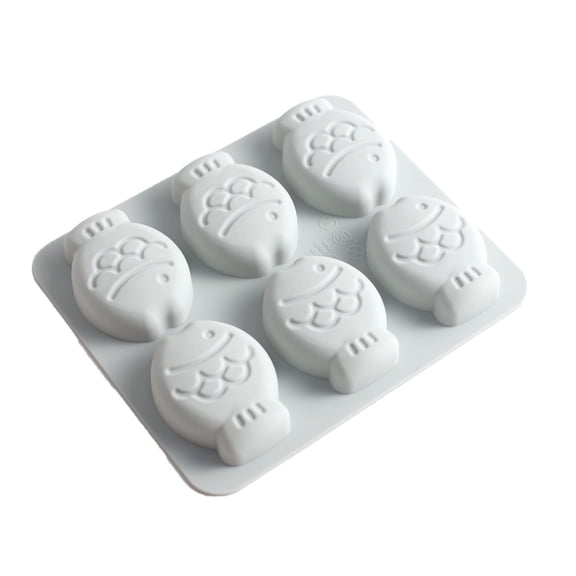 Blue 6-Cavity Cartoon Fish Silicone Cake Mold for Baking