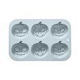 thumbnail image 1 of Blue 6-Cavity Pumpkin Face Silicone Mold - 3 Jack-O'-Lantern Designs, Non-Stick Food-Grade Baking Pan for Halloween Chocolate, Candy, Cake & Soap, 1 of 5