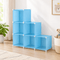 Modular Cube Unit Blue 6-Cube Modular Storage Shelf Organizer for Closet Bedroom Home ...