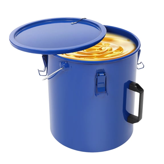 Blue 6-Gallon Fryer Grease Bucket with Filter Bag Steel & Aluminum Alloy Oil Container for Restaurant Kitchen