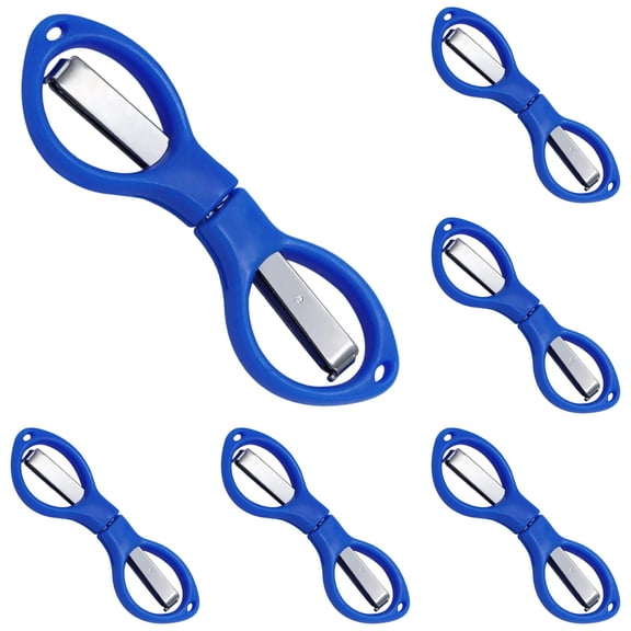 Blue 6 Pack Stainless Steel Folding Scissors Glasses Shape Compact Safety Scissors Set Multi Purpose Sharp Blades for Home Travel Craft Office Emergency Kit