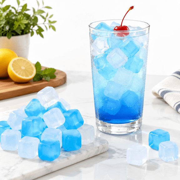 Blue 60 Pack Reusable Refreezable Plastic Ice Cubes for Drinks