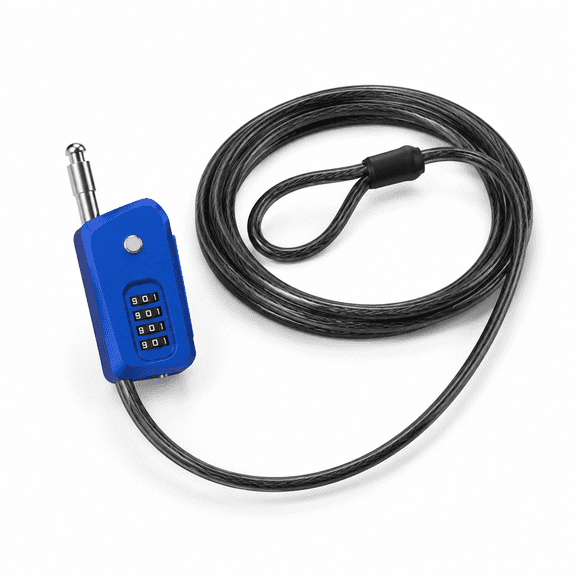 Blue 6ft 4-Digit Combination Bicycle Lock, Heavy Duty Anti-Cut Security Cable for Bikes, Cameras, Kayaks
