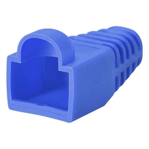 Blue 6mm Hole Dia RJ45 Boots Cover Anti Dust Plastic Protector for Network Cable Cat5 Cat5E Cat6 100Pcs