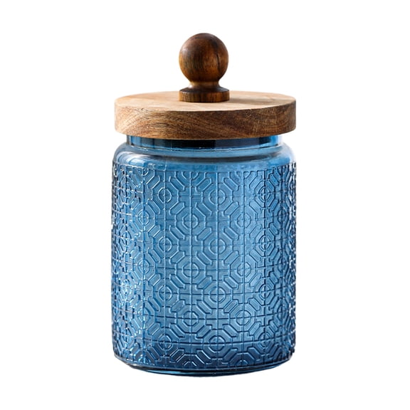 Blue 700ml Colored Glass Storage Jar Home Kitchen Snack Tea Storage Jar Glass Food Container with Airtight Lid