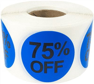 505 Off Sticker Blue 75% Percent Off Stickers for Retail, 1.5 Inch Round, 500 Labels on ...