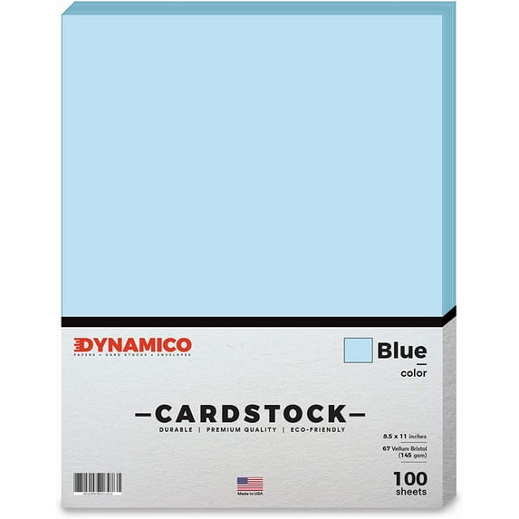 Blue 8.5 x 11" Pastel Color Cardstock Paper - for Cards and Stationery Printing | Medium to Light Weight Card Stock 67 LB Vellum Bristol | 100 Sheets