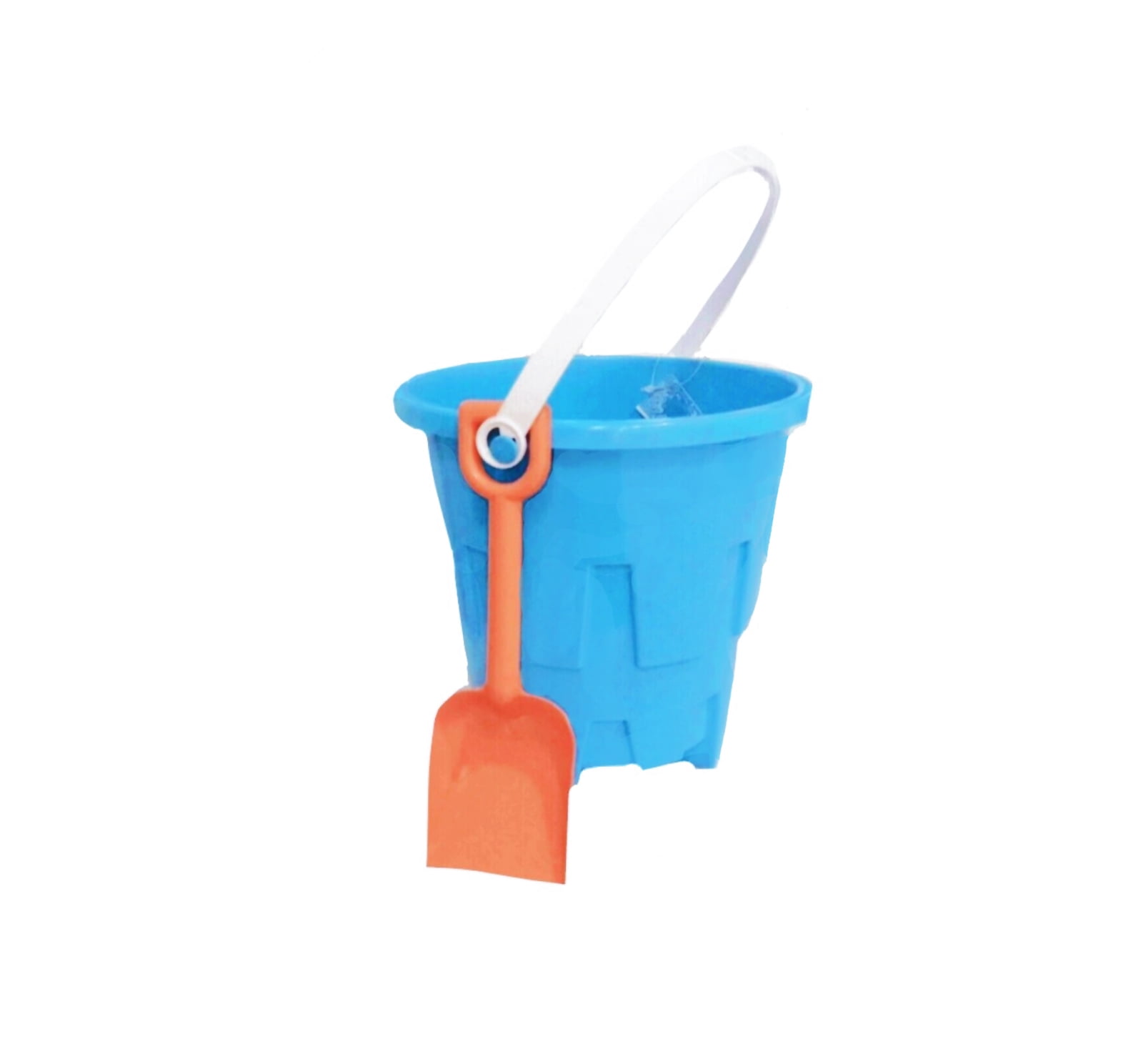 Blue 8 Medium Sand Castle Mold Bucket with Orange Shovel Set