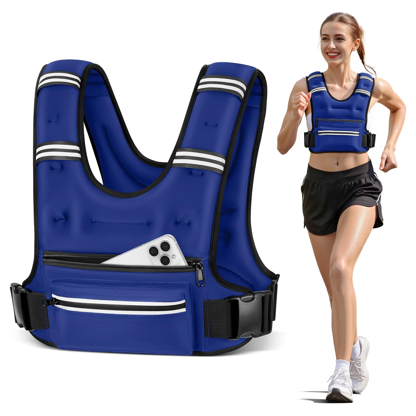 Blue 8 lb Weighted Vest for Workout Running Walking
