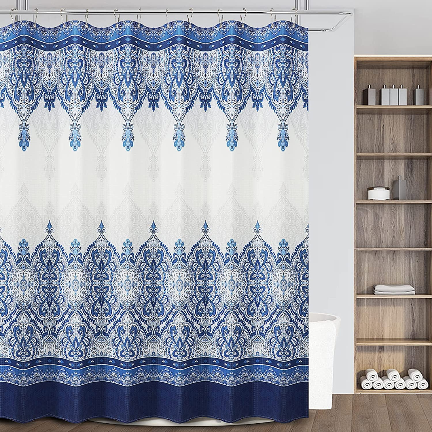 Blue 84 Inch Shower Curtain Extra Long Shower Curtain 84 Length Boho