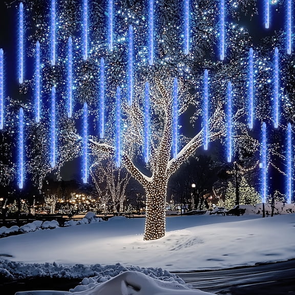 Blue 864 LED Meteor Shower Rain Lights 30cm 24 Tubes Holiday Decoration