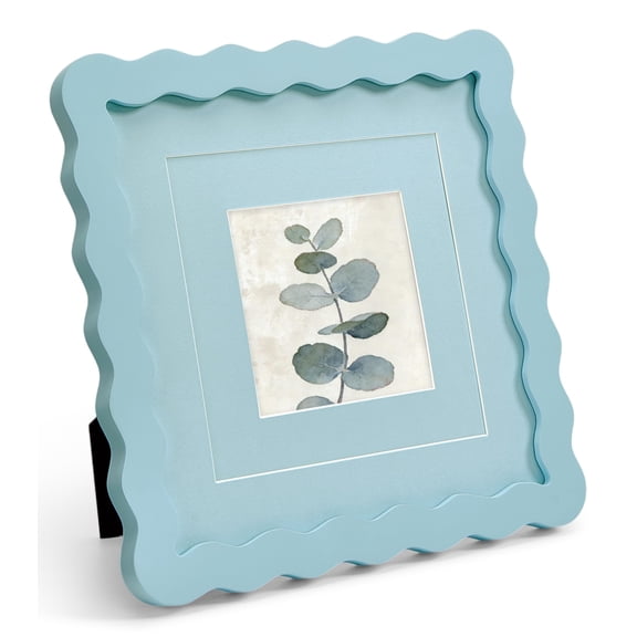 Blue 8x8 Square Picture Frame with Reversible Mat for 6x6 or 4x4 Photos