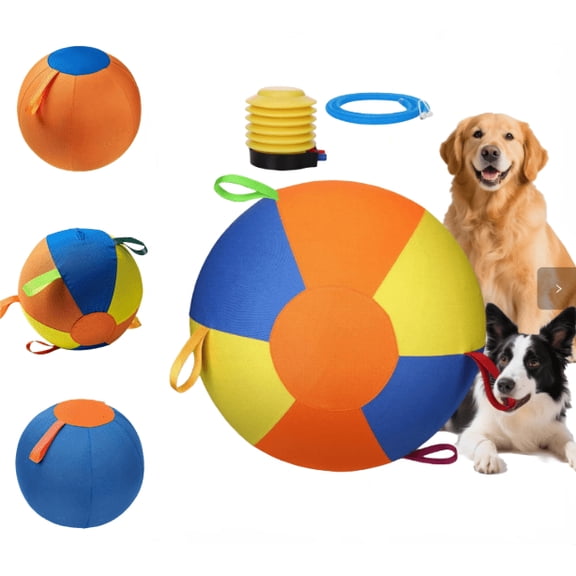 Blue 9.84in Dog Exercise Ball with Reinforced Handles—Soothing, Durable, and Puncture-Resistant, Includes a Pump and Protective Cover