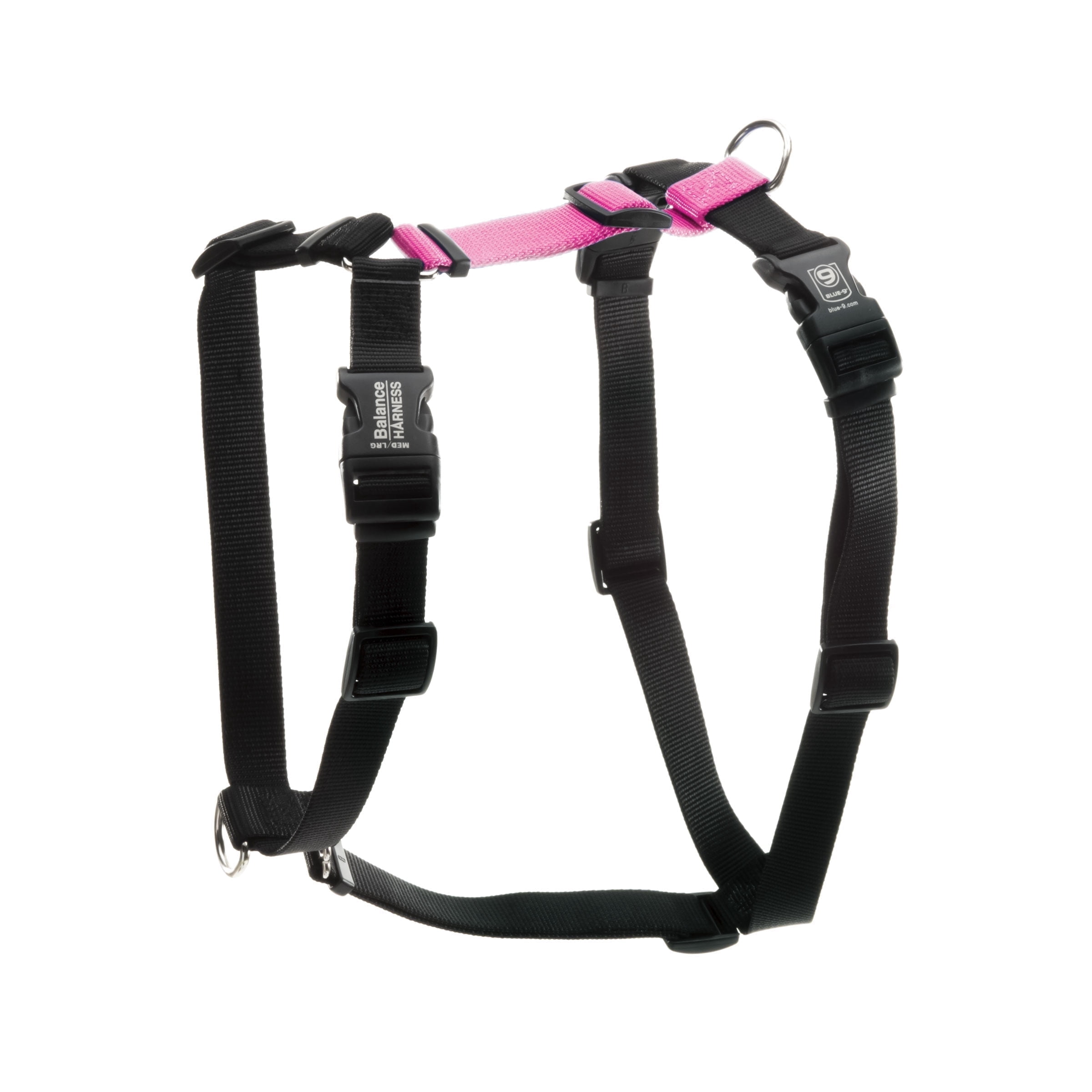 Blue-9 Buckle-Neck Balance Harness, Fully Customizable Fit No-Pull Harness, Ideal for Dog Training and Obedience, Made in The USA, Hot Pink, Medium/Large