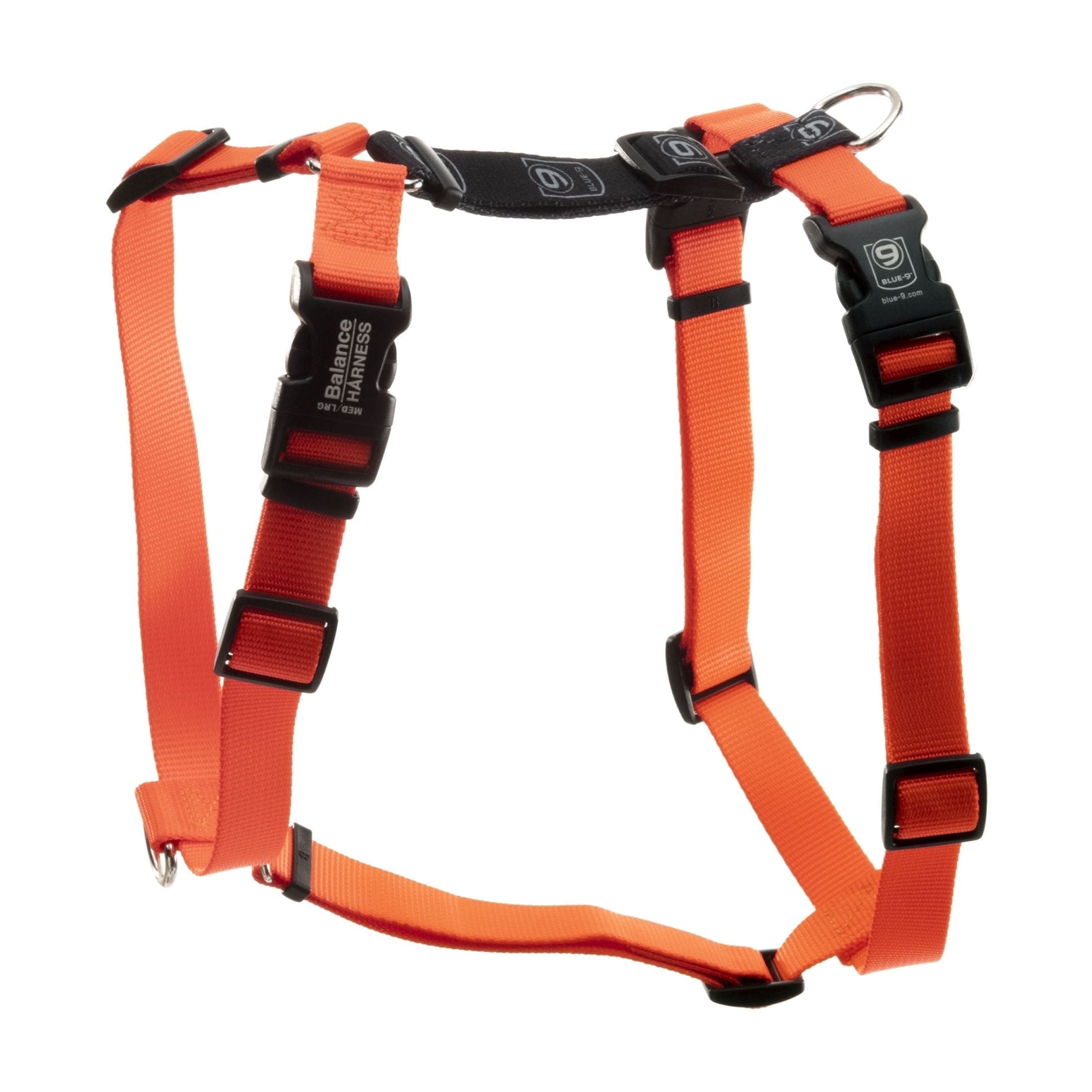 Blue-9 Buckle-Neck Balance Harness, Fully Customizable Fit No-Pull Harness, Ideal for Dog Training and Obedience, Made in The USA, Orange, Medium/Large