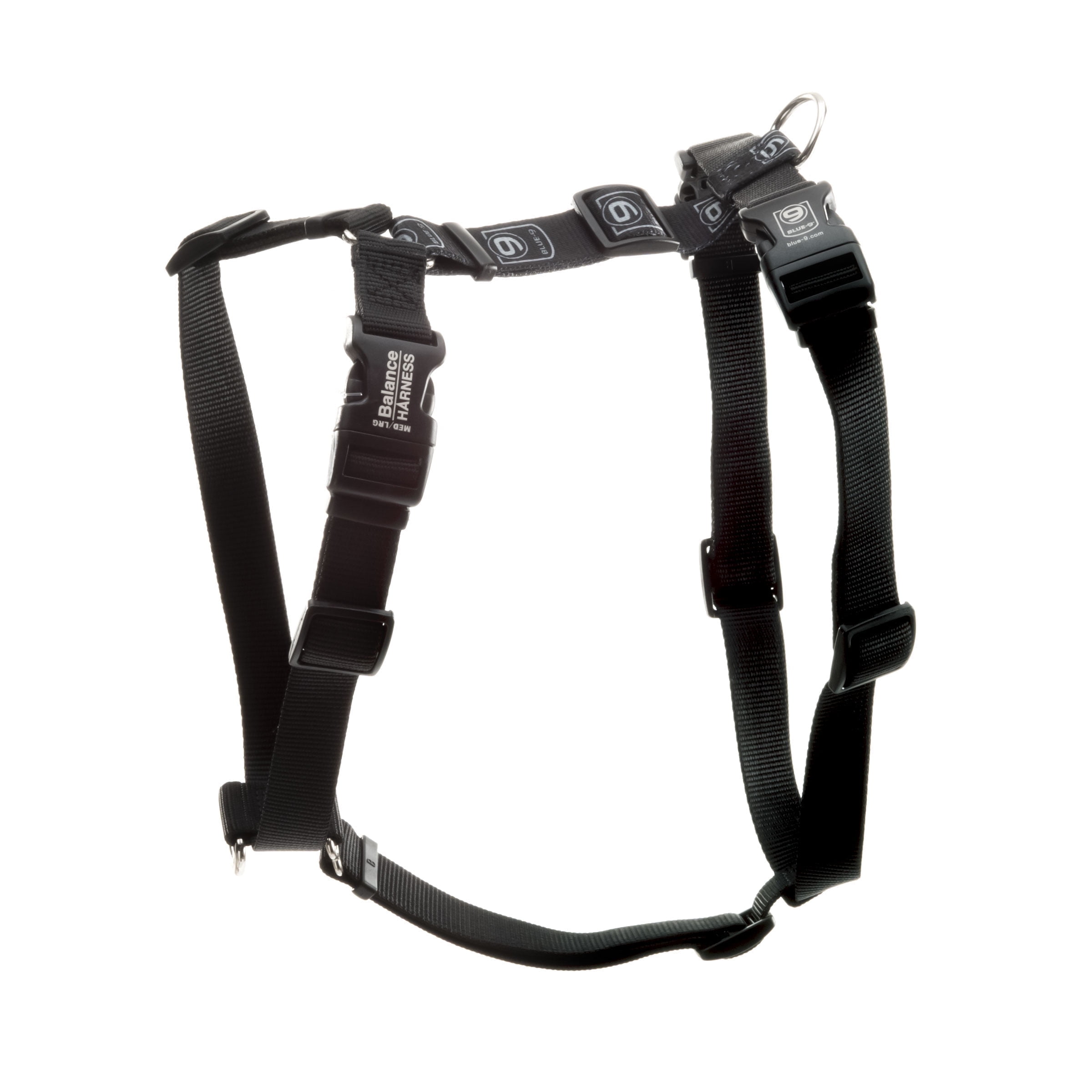 Blue-9 Buckle-Neck Balance Harness, Fully Customizable Fit No-Pull Harness, Ideal for Dog Training and Obedience, Made in The USA, Black, Small