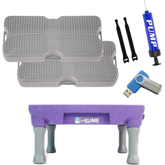 Blue-9 KLIMB Training Bundle with 2 Propel Platforms, Pump & Videos, Purple
