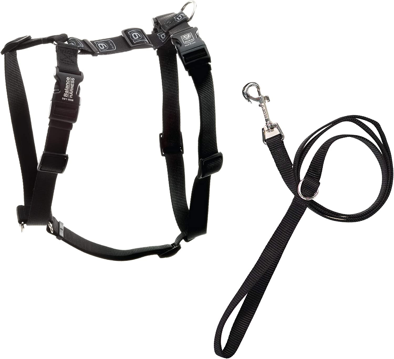 Blue-9 Pet Products No-Pull Balance Harness and Loose Leash Walking Set Dogs, Made in The USA, Black, Small