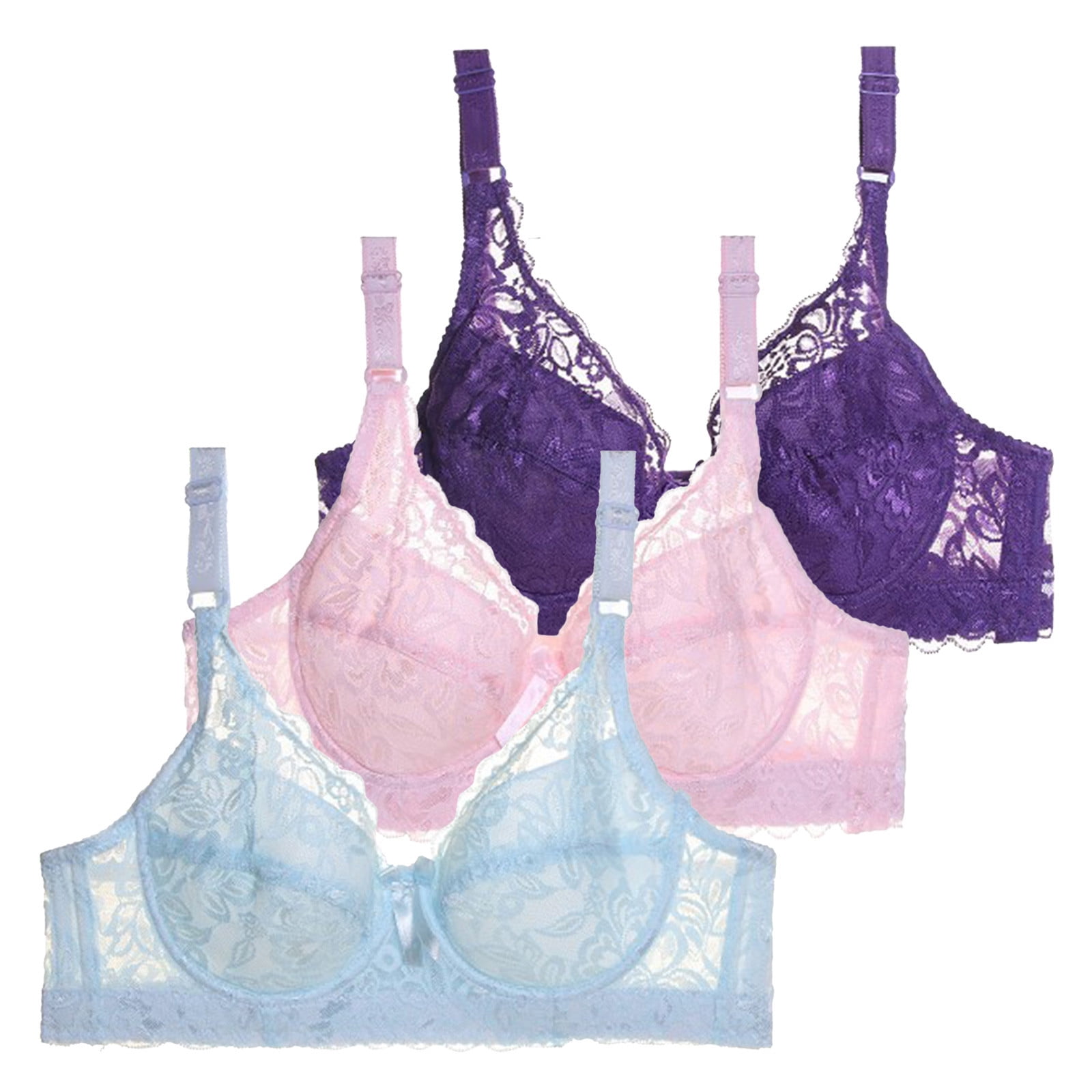 Blue 95B Pack of 3 Women Comfort Bras for Women Bras with Underwire ...