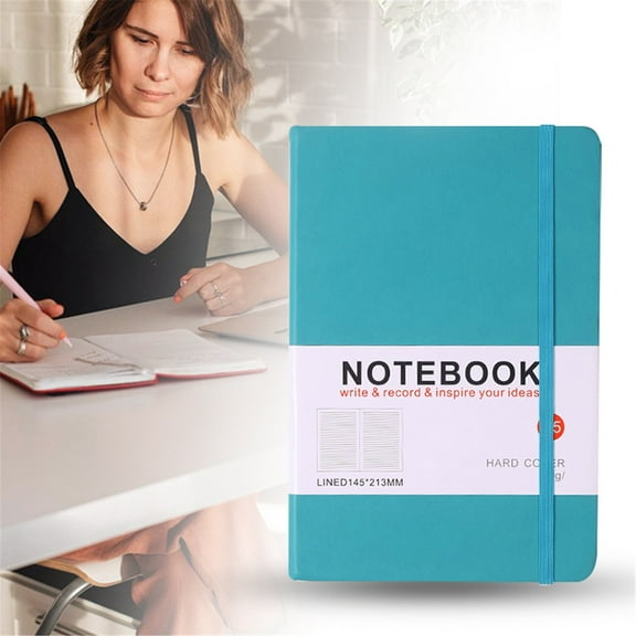 Blue A5 Faux Leather Notebook,Hard Cover Diary with Elastic Strap,Lined Paper Hand Book,Portable Writing Journal,notebook,writing diary,C,1PC