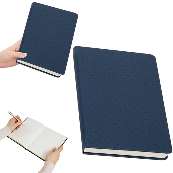 Blue A5 Leather Journal Notebook 100 Sheets 200 Pages Blank Custom Engraving Notebook Portable Diary for Office School Travel Gift Writing