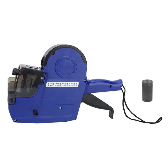 Blue ABS Engineering Plastic, Dual Line Pricing Tool Portable High-Quality Retractable Ink Wheel Label Gun