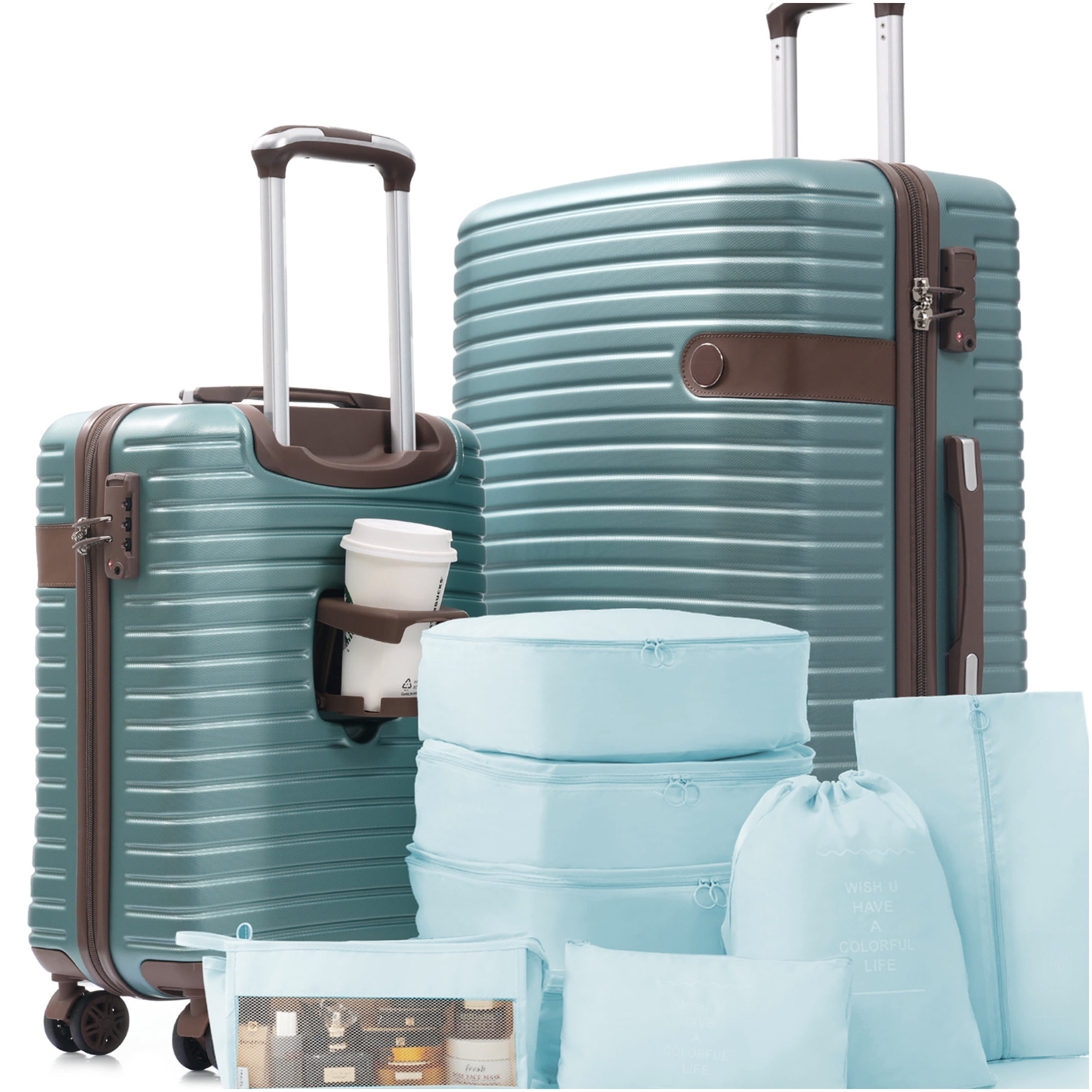 Blue ABS Hardshell Luggage Set with TSA Lock, 360° Silent Spinner Wheels, Lightweight Suitcase Combo for Travel