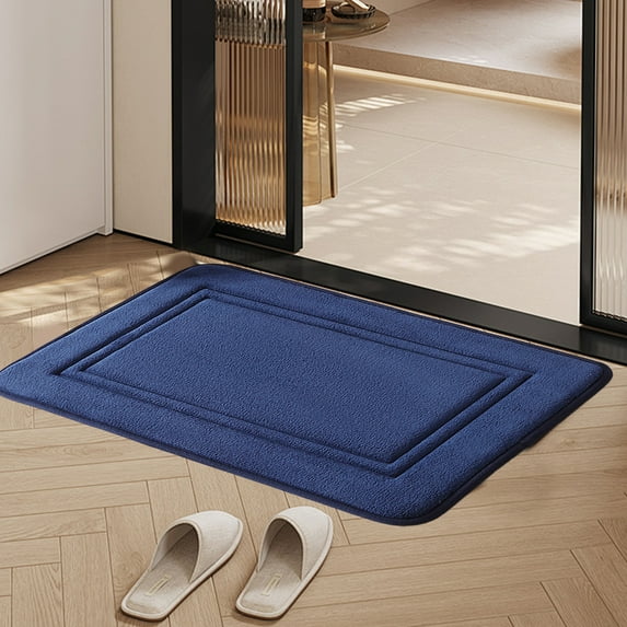 Blue Absorbent Bathroom Floor Mat | Non-Slip Foam Sponge Door Mat | 40x60cm Waterproof Entryway Rug for Toilet & Indoor Outdoor Use | Quick-Dry Washable Bath Rug