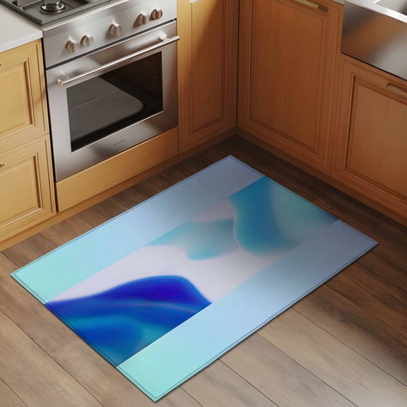 Blue Abstrac 2x3 Rug for Entryway Front Door Kitchen Sink Area, Low Pile Washable Non Slip Rectangle Area Rug